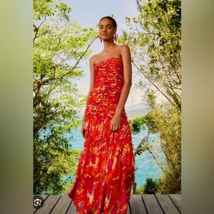 FARM Rio Strapless Tropical Print Dress NWOT